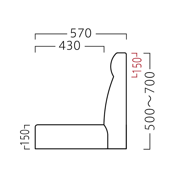 システムウォールベンチ上部TYPE D W1510〜1800